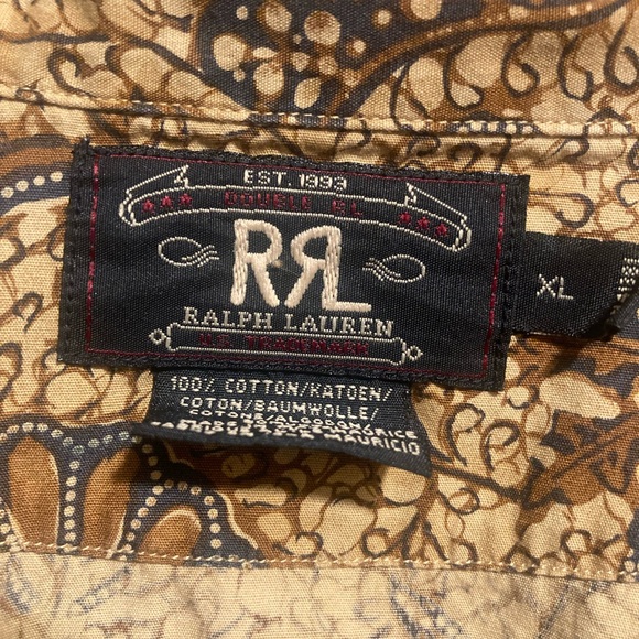 Double R Ralph Lauren Vintage Brown Paisley Short Sleeve Shirt - Picture 7 of 7